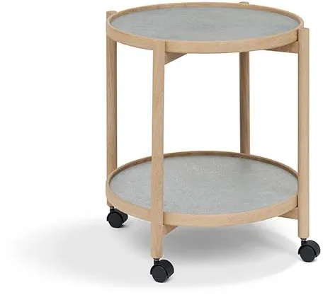 Thomsen Furniture James mesa lateral - Carvalho/Tampo de vidro cinza/Vidro cinza tampo Ø50 cm