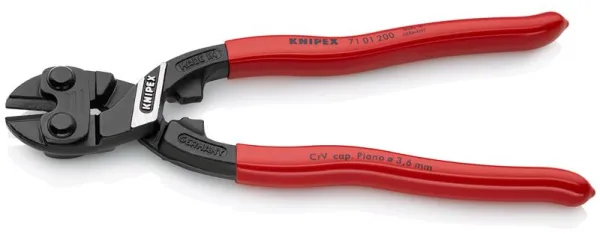 Knipex KNIPEX CoBolt® Tesoura de parafuso compacta preta atramentada, revestida com plástico 200 mm