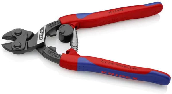 Knipex CoBolt® Corta-parafusos compacto preto atramentado, com cabo fino de vários componentes 200 mm