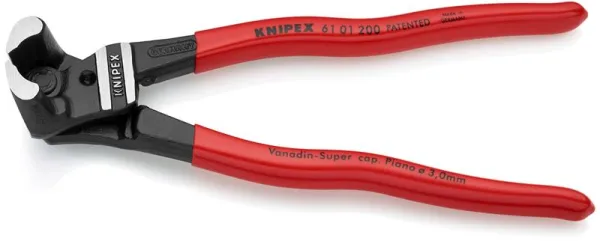 Knipex Tesoura corta-vergalhão alta alavancagem preta atramentada, revestida com plástico 200 mm