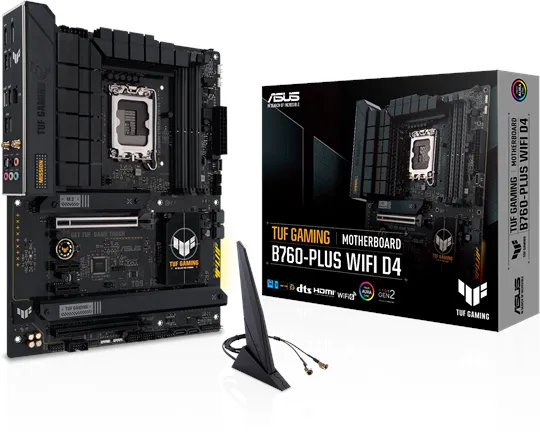 ASUS TUF GAMING B760-PLUS WIFI D4 Placa-mãe - Intel B760 - Soquete Intel LGA1700 - DDR4 RAM - ATX