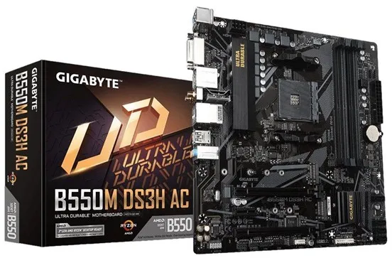 GIGABYTE B550M DS3H AC Placa-mãe - AMD B550 - AMD AM4 Socket - DDR4 RAM - Micro-ATX