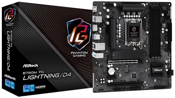 ASRock B760M PG LIGHTNING/D4 Placa-mãe - Intel B760 - Intel LGA1700 Socket - DDR4 RAM - Micro-ATX