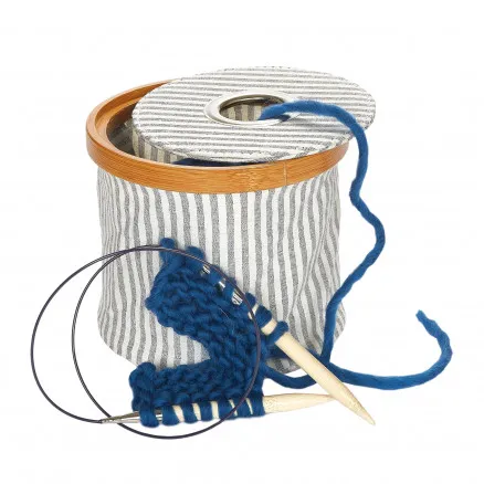 Tigela de fio Prym Canvas Tecido Cinza Claro/Branco 16cm ×13,5cm