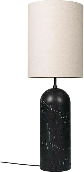 GUBI Gravity Luminária de Piso Mármore Preto e Abajur de Tecido XL Alta