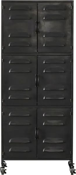 Boaz, Aparador alto com rodas, preto, A145,5xL40,5xP60 cm