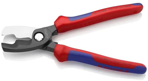 Cortador de cabos Knipex com lâmina dupla, tratado em marrom, com cabo multicomponente 200 mm