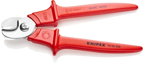 Cortadores de cabos Knipex com cabos isolados revestidos de plástico, revestidos de plástico, aprovados pela VDE 230 mm