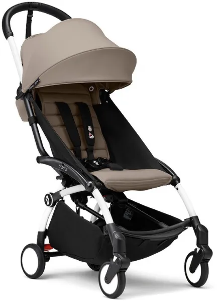 Carrinho de bebê YOYO³ - taupe com estrutura branca