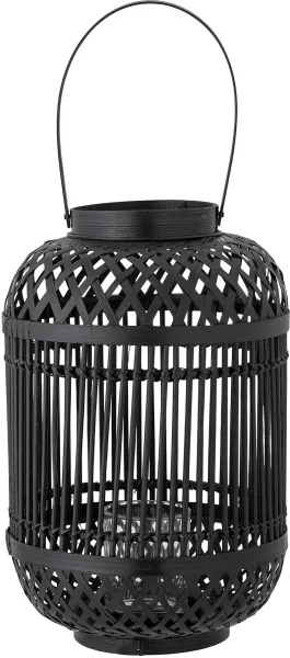 BLOOMINGVILLE Tilla Lanterna com vidro, Preto, Bambu