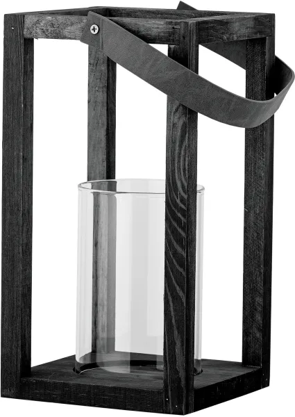 BLOOMINGVILLE Lyra Lanterna com vidro, Preto, Pinheiro