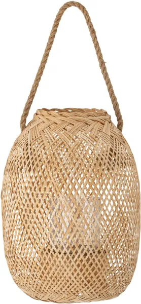 BLOOMINGVILLE Musu Lanterna com vidro, Natural, Bambu