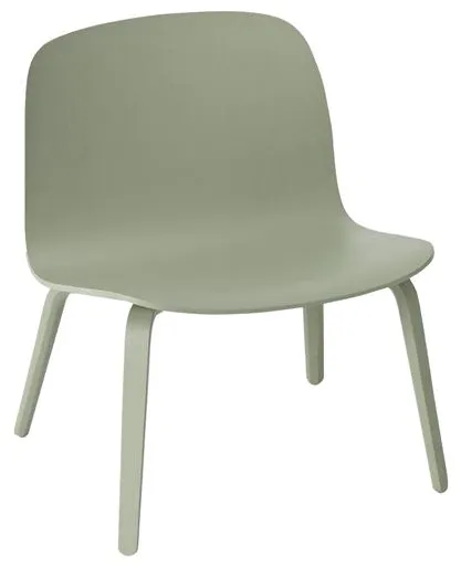 Poltrona Muuto Visu com base de madeira, verde empoeirado