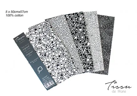 Tissu de Marie Fat Quarter Onyx 50x57cm - 5 unid.