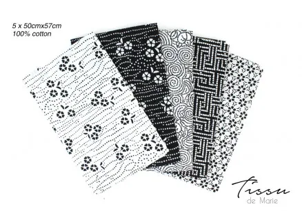 Tissu de Marie Fat Quarter Sabedoria Branca 50x57cm - 5 peças