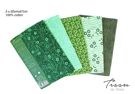 Tissu de Marie Fat Quarter Esmeralda 50x57cm - 5 unid.