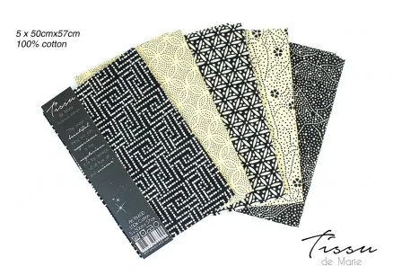 Tissu de Marie Fat Quarter Midnight 50x57cm - 5 peças