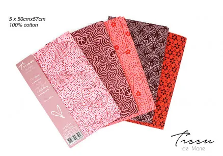 Tissu de Marie Fat Quarter Rosa 50x57cm - 5 unid.