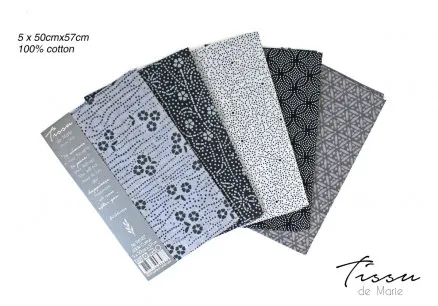 Tissu de Marie Fat Quarter Prata 50x57cm - 5 peças