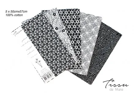 Tissu de Marie Fat Quarter Pérola Neutra 50x57cm - 5 unid.