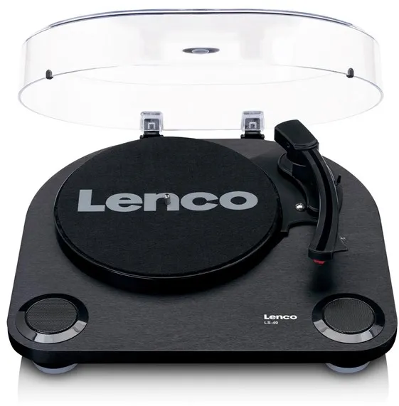 Toca-discos Lenco Wood com alto-falantes embutidos - Toca-discos Preto