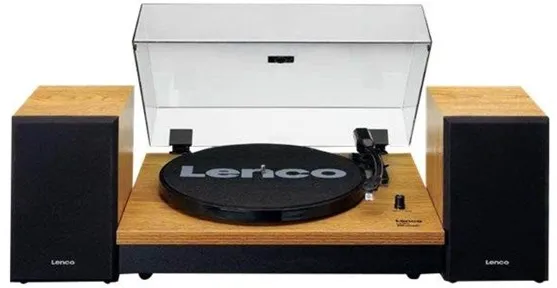 Lenco LS-300WD - Toca-discos com Bluetooth® e dois alto-falantes separados - Madeira - Toca-discos marrom
