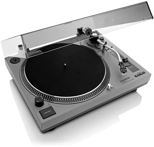 Lenco L-3810GY - Tocadiscos de acionamento direto com codificação USB/PC - Cinza - Tocadiscos Cinza