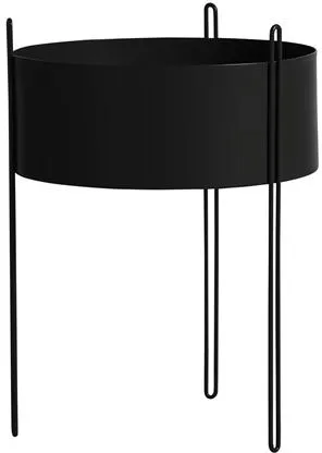 Woud Pidestall Vaso de Planta Grande Preto