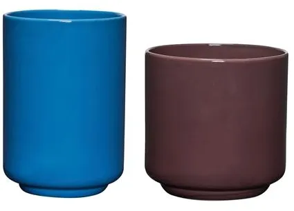Hübsch Deux Potte Conjunto de 2 Marrom Avermelhado/Azul
