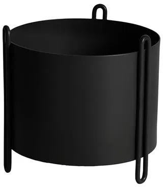 Woud Pidestall Vaso de Planta Pequeno Preto