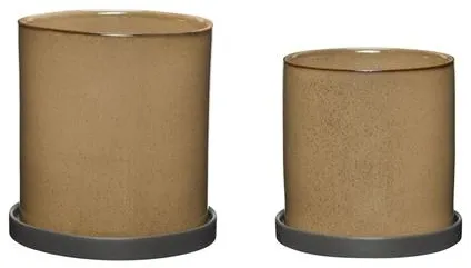 Hübsch Era Vaso Bege Conjunto de 2