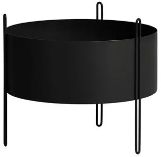 Woud Pidestall Vaso de Planta Médio Preto