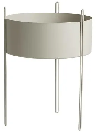Woud Pidestall Vaso de Planta Grande Cinza