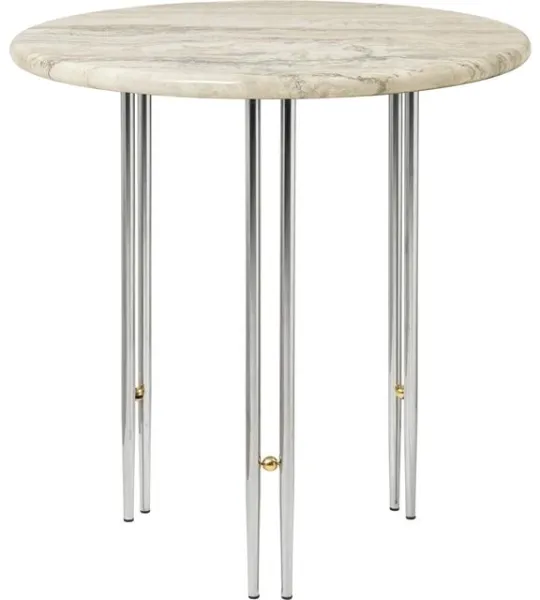 GUBI IOI Mesa Lateral Ø50 Cromo/Bege