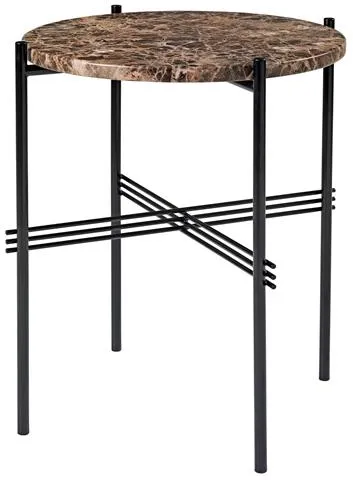 GUBI TS Mesa Lateral Redonda Ø40 Preto/Marrom Emperador Mármore