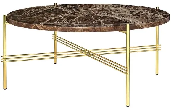 GUBI TS Mesa de Centro Redonda Ø80 Latã/Mármore Marrom Emperador