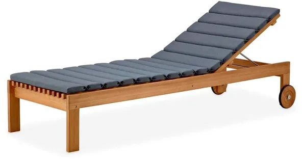Espreguiçadeira Cane-Line Amaze com almofada - teca com almofada cinza