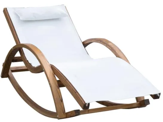 Homeville Lux espreguiçadeira em madeira de larício com função de balanço 150x60x50cm