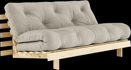 Sofá-cama Karup Design Roots com colchão 160x200 914 Linho/Pinheiro