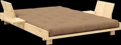 Sofá-cama Karup Design Social com 2 encostos, mesas laterais e colchão 140x200 Mocca/Lacado Claro