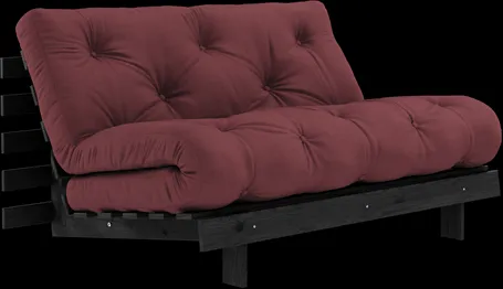 Sofá-cama Karup Design Roots com colchão Roots 140x200 Bordeaux/Preto lacado