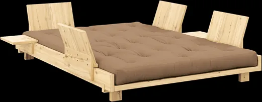 Sofá-cama Karup Design Social com 4 encostos, mesas laterais e colchão 140x200 Mocca/Lacado Claro