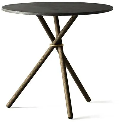 Mesa de Café Eberhart Aldric Ø80 Concreto Escuro/Carvalho Escuro