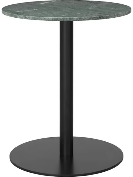 GUBI 1.0 Mesa de Jantar Redonda Ø60 cm com Base Preta e Tampo de Mármore Verde Guatemala