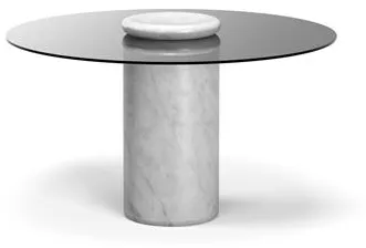 Karakter Castore Mesa de Jantar Ø130 Mármore Bianco Carrara/Vidro Fumê