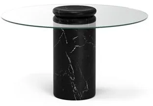Karakter Castore Mesa de Jantar Ø130 Nero Marquina Mármore/Vidro Transparente