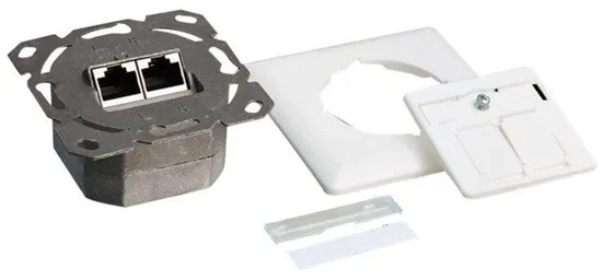 Tomada de parede LogiLink Cat.6A 2 x RJ45 blindada branco sinal
