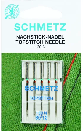 Agulhas para Máquina de Costura Schmetz Topstitch 130N Tamanho 90 - 5 unid.