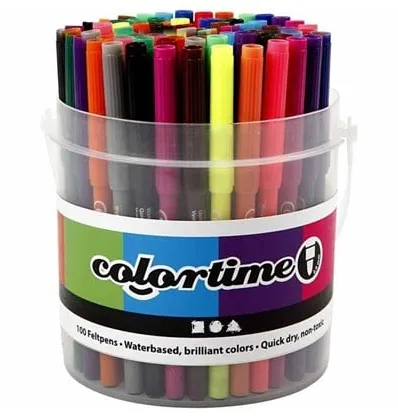 Creativ Company Balde com 100 canetas 18 cores