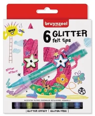 Bruynzeel Kids Canetas Hidrográficas com Glitter 6 unid.